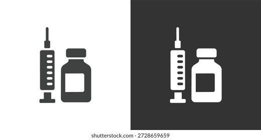 Impfstoff- und Spritzen-Symbol. Symbol für durchgezogene Glyphenserie