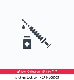 Vaccine (Syringe) Icon / Vector