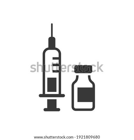 Vaccine and syringe icon. Vector illustration isolated on white.