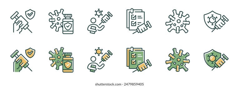 vaccine syringe icon vector set coronavirus immunity vaccination injection health treatment signs illustration