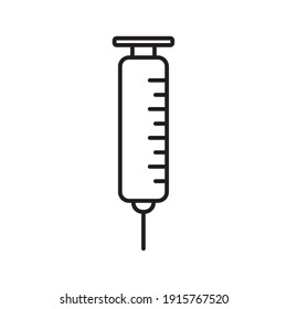 vaccine in syringe medical line style icon vector illustration design