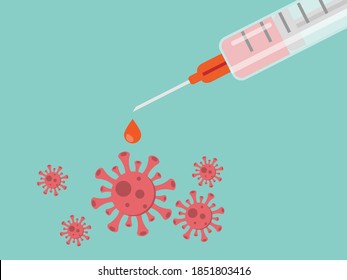 vaccine and syringe for prevention covid-19 vector illustration flat design