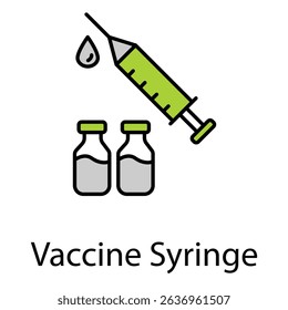 Ícone Vetorial da Seringa de Vacina para Imunização