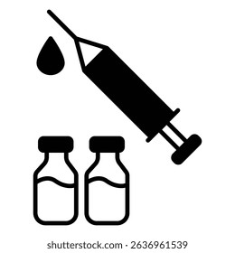 Ícone Vetorial Da Seringa De Vacina Para Injeção Médica