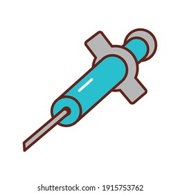 vaccine in thick syringe flat style icon vector illustration design