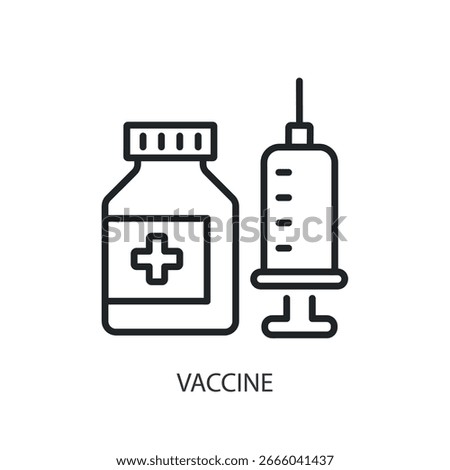 Vaccine thin line vector icons.
