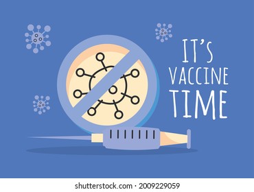 vaccine time poster with stop covid19