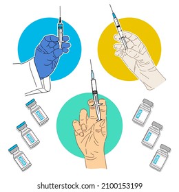 Vaccine Treatment Flat Vector Set