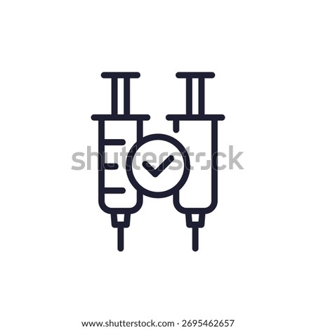 vaccine, two doses line icon on white