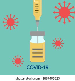 vaccine vector background.virus vaccination with vaccine bottle and syringe 
