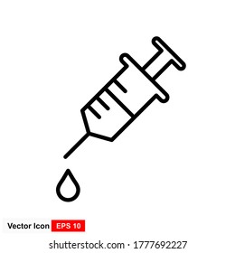 Vaccine vector icon with flat style, white background.