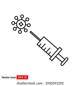 Impfvektorsymbol mit flachem, weißem Hintergrund.