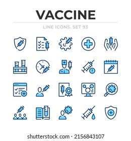 Vaccine vector line icons set. Thin line design. Outline graphic elements, simple stroke symbols. Vaccine icons