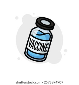 Vaccine Vial Cartoon Icon Vector Illustration. Isolated background.