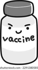 Vaccine vial character (black and white)