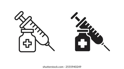 Vaccine vial flat simple vector symbols illustration.