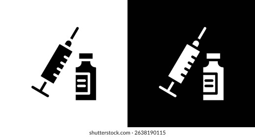Vaccine vial icon in solid flat trendy design style.