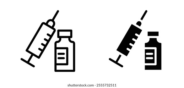 Vaccine vial icon symbol collection on white background.