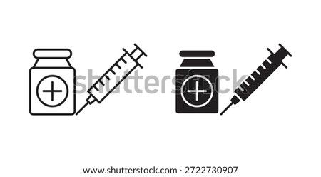 Vaccine vial icon symbol. Vector EPS 10. line and glyph icon