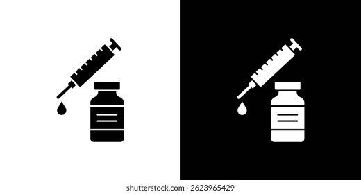 Vetor de ícone de frasco de vacina, ilustração com logotipo sólido, pictograma