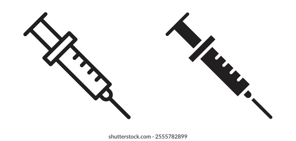 Vaccine vial vector icon set in black color.