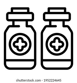 Vaccine vials icon. Outline vaccine vials vector icon for web design isolated on white background
