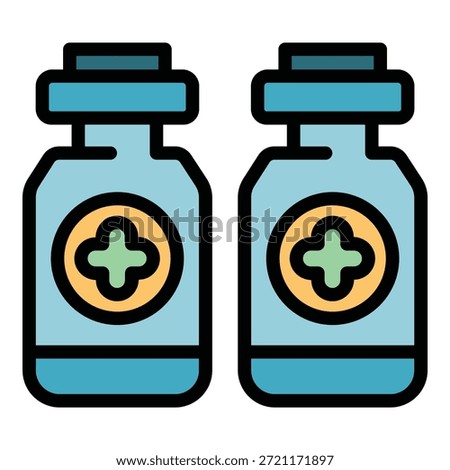 Vaccine vials icon. Outline vaccine vials vector icon for web design isolated on white background color flat