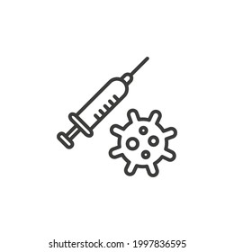 Vaccine and virus icon with white background.