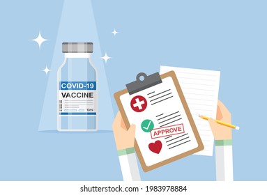 Vaccines approved for use in patients, Vector illustration in flat style