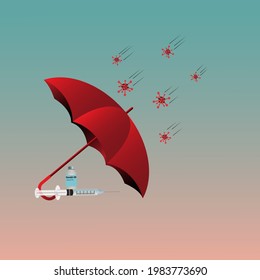 Vaccines behind the red umbrella With the virus that strikes