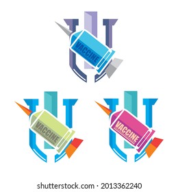 imagen o logotipo con el tema de la vacuna en forma de cohete