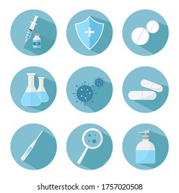 Diseño de iconos de concepto de vacunas, ilustración médica de vectores.