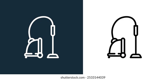 vaccum cleaner icon isolated on white and black colors. vaccum cleaner outline linear vector icon from home room decoration collection for mobile apps, web and ui.