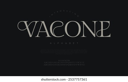 Vacone tipografia beleza moda elegante minimalista serif italic fontes decorativos casamento vintage retro logos. Logotipo de fonte de luxo mínimo alfabeto. Ilustração vetorial