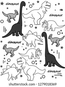  Vactor illustration of dinosaur. Cute illustration flat stile of dino on white bacground
