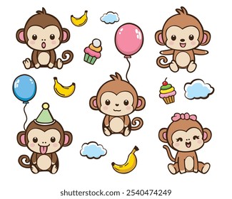 Vactor Monkey, Cartoon Monkey, Cute Monkey