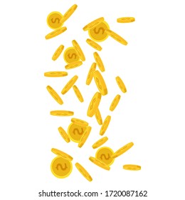 Vactor Scattered sparse coins on white background.gradient.Jackpot or success