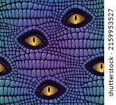 Vactor seamless pattern with reptile skin and eyes