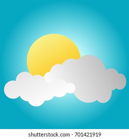 vactor sun and cloud on blue background