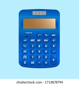 vactor top view blue Calculator pastel soft blue  background