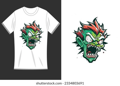 vactor zombie design tshirt print mockup vector.