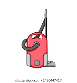 vacum electric broom cartoon. suction bucket, power dustpan, brush stick vacum electric broom sign. isolated symbol vector illustration