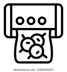 Vacuum bag device icon outline vector. Food package. Cook beef