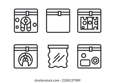 Vacuum bags icons set outline vector. Foil pack. Clear plastic