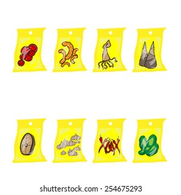 Vacuum bags of preserved food