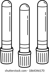 Tubos de recolección de análisis de sangre de vacío. Ilustración del contorno del vector.