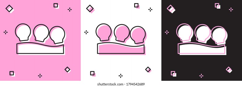 Vacuum cans icon set isolated on pink and white, black background. Massage jars for face and body. Medical anticellulite cups. Vector