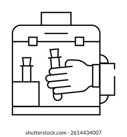 vacuum chamber for work with vaccine line icon vector. vacuum chamber for work with vaccine sign. isolated contour symbol black illustration