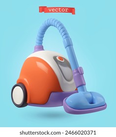 Vacuum cleaner, 3d render vector cartoon icon