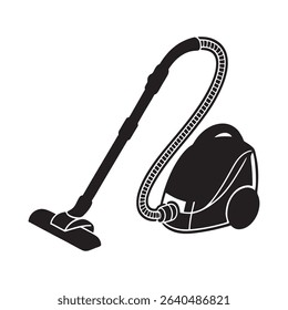 Vacuum cleaner black icon isolated on white baackground.
